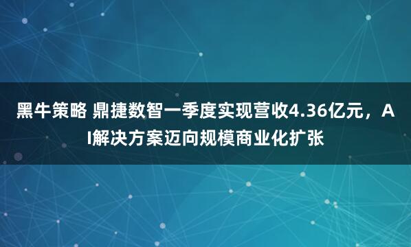黑牛策略 鼎捷数智一季度实现营收4.36亿元，AI解决方案迈向规模商业化扩张