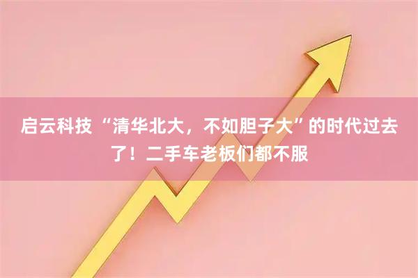 启云科技 “清华北大，不如胆子大”的时代过去了！二手车老板们都不服
